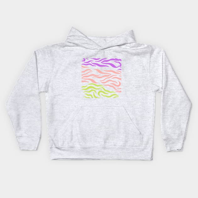 Violet Pink Yellow green wavy pattern in Whte Kids Hoodie by Shineyarts